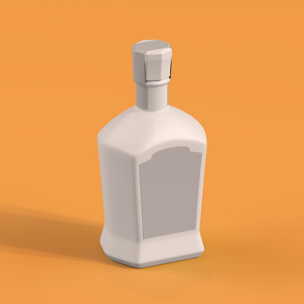 单色瓶在橙色背景，3d渲染图片下载