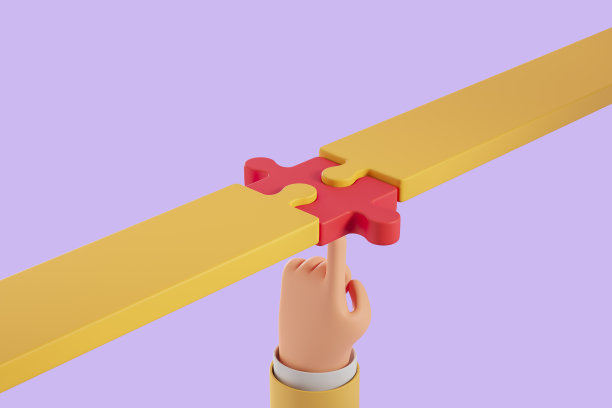 3 d渲染。卡通手在赛道上添加了拼图图片下载