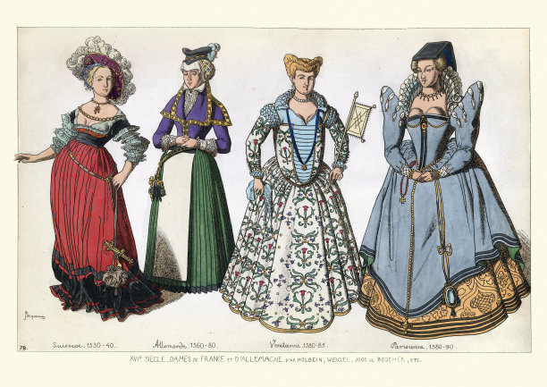 16世纪的女性时尚，瑞士的，德国的，威尼斯的，巴黎的图片下载