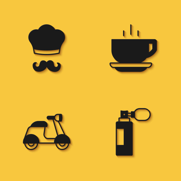 集意大利厨师香水滑板车和咖啡杯图片下载