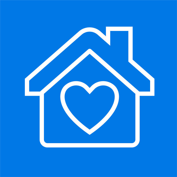 带有心形图标的简单房子图片下载