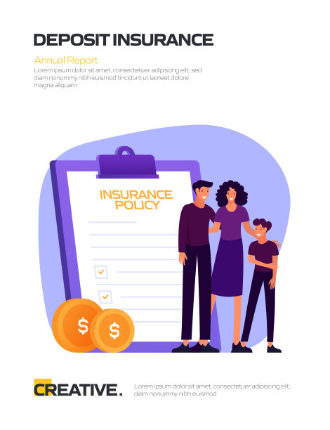 存款保险海报、封面及横幅概念图设计。现代平面设计矢量插图。图片下载