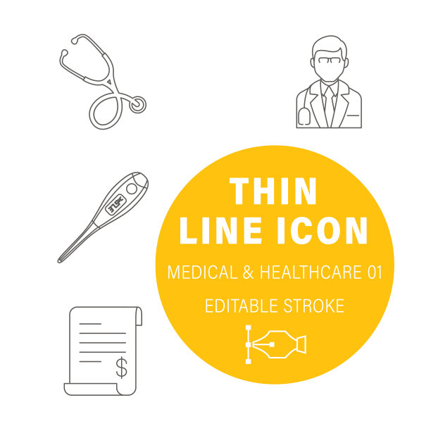 医生医疗保健细线图标图片下载