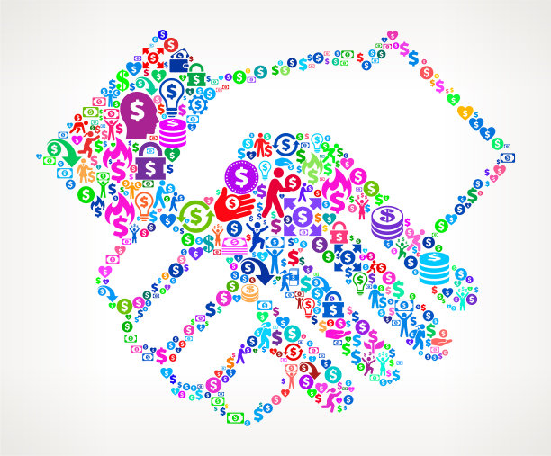 握手金钱矢量图标模式图片下载