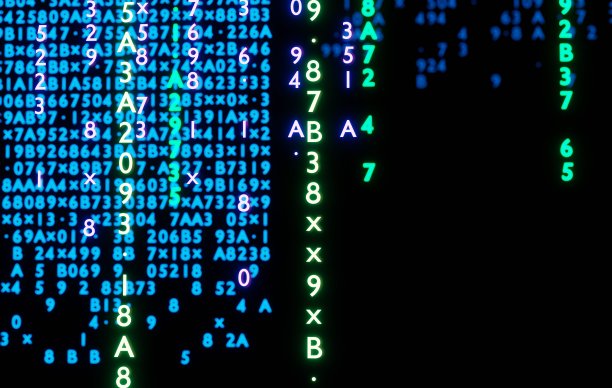 矩阵风格的背景与代码雨。为你的信息或文本留出空间的随机数字。4 k渲染动画图片下载