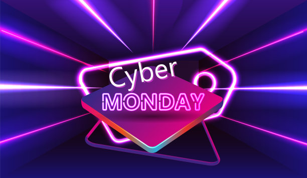 网络星期一概念横幅在时尚的霓虹灯图片下载