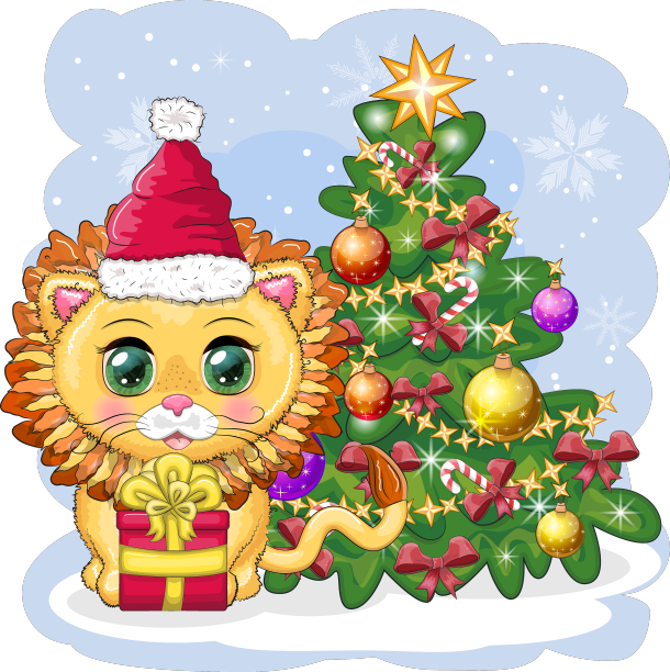 圣诞快乐，新年快乐逗狮子在图片下载