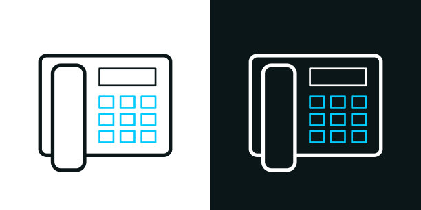 电话。黑色或白色背景上的双色线条图标-可编辑笔触图片下载