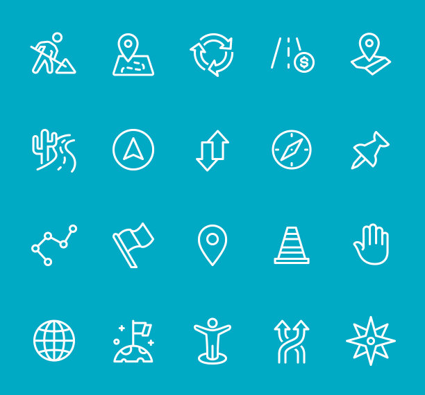 导航和地图线图标设置图片下载