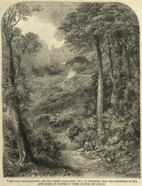 布莱克顿之路和萨里高地，英国维多利亚时期的风景，19世纪60年代和19世纪的艺术图片下载