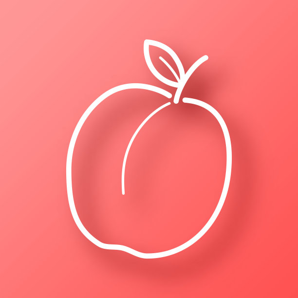 杏。图标在红色背景与阴影图片下载