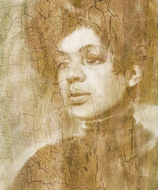 画风如画的黑人女子，一头乌黑浓密的头发，风格复古图片下载