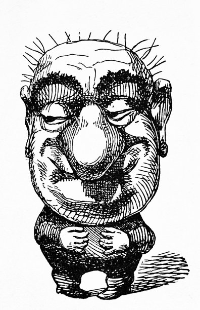 一个头少头发的困惑的微笑着的男人抱着他的肚子咧嘴笑着图片下载