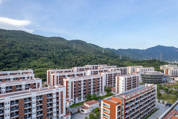 城市办公住宅综合体鸟瞰图图片下载