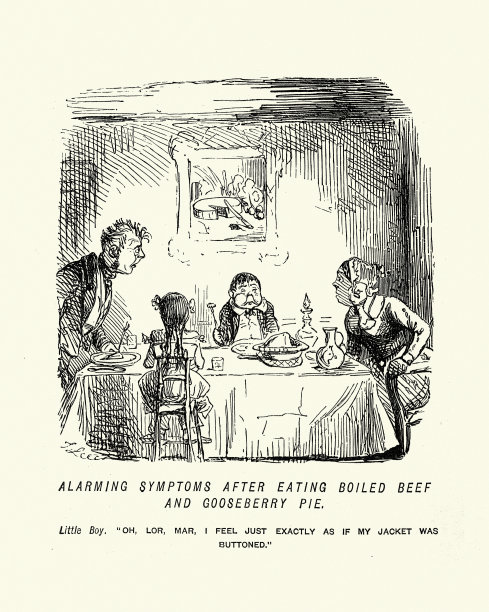 消化不良对暴饮暴食，维多利亚卡通，19世纪图片下载
