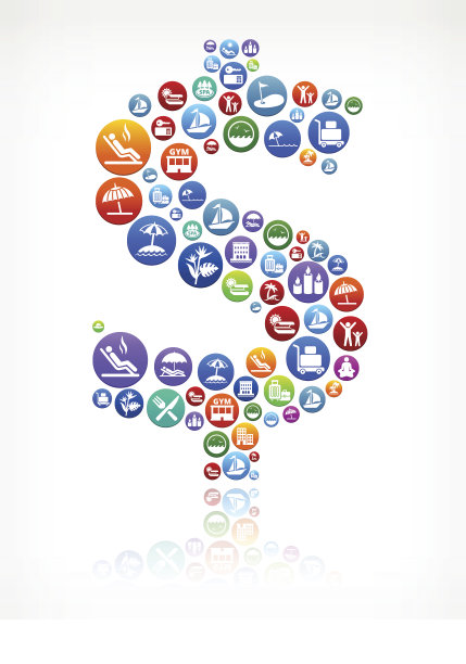 美元标志度假度假和设施矢量按钮模式图片下载