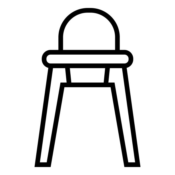 喂椅线图标，轮廓符号矢量插图图片下载