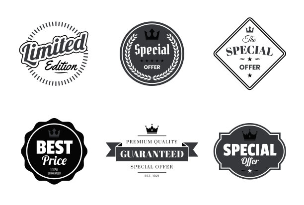 一套“特别优惠”黑色徽章及标签-设计元素图片下载