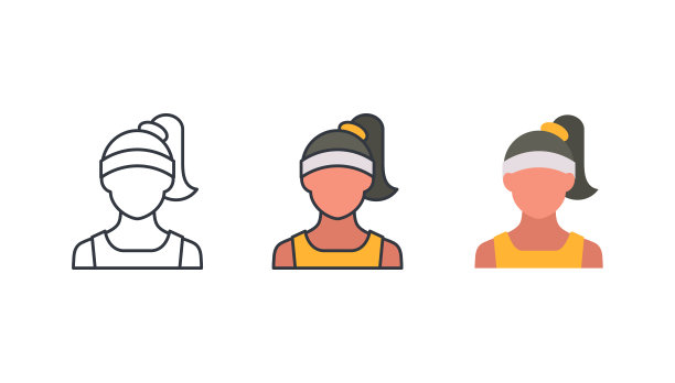 运动女孩图标集。可编辑的中风。图片下载