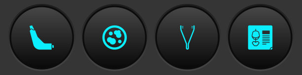 设置吸入器，细菌培养皿，医疗镊子和x射线照片图标。向量图片下载