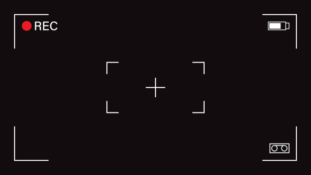 视频相机框架取景器覆盖黑色背景。向量模板。图片下载