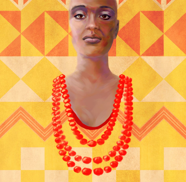 这是一幅印象派风格的深肤色女子的如画肖像图片下载