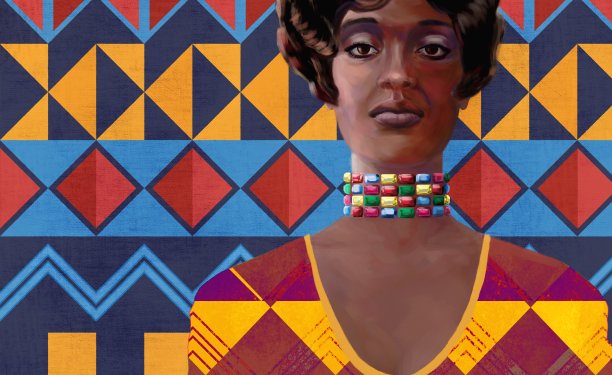 印象派风格的黑皮肤女人的肖像图片下载