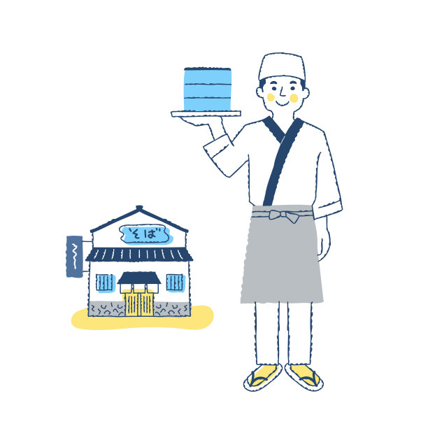 荞麦面店送货员和荞麦面店图片下载