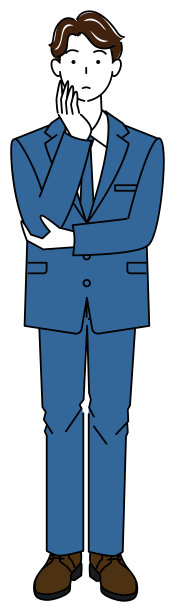 一个西装革履的帅哥正在认真考虑解决方案。全身站立插图矢量图片下载