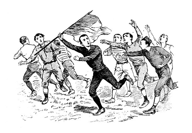 古董古法国雕刻插图:旗子游戏图片下载