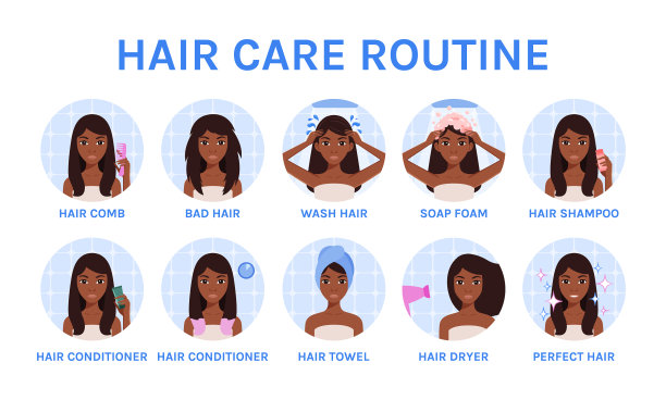 黑人妇女洗发套装小女孩用图片下载