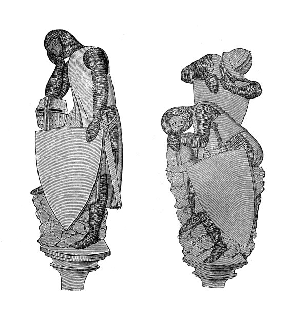 穿着锁子甲和盔甲的沉睡骑士，十三世纪，康斯坦斯圆顶圣墓礼拜堂的雕塑图片下载