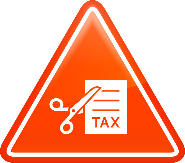 削减税收页与剪刀图标图片下载