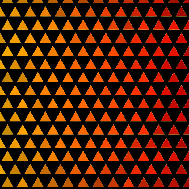 均匀间隔的等边三角形与颜色梯度。指向上。每个三角形都有单独的颜色。图片下载