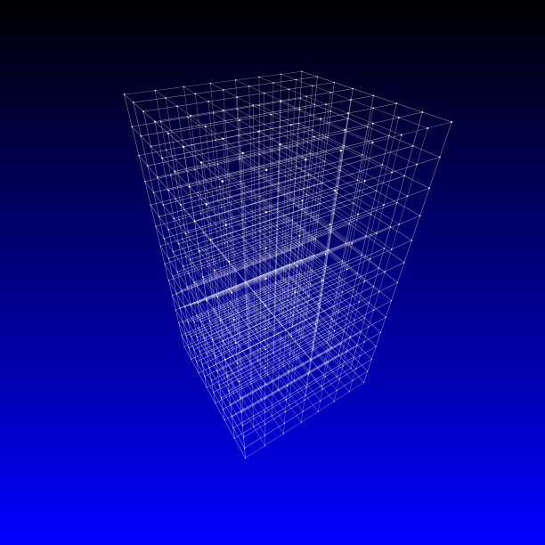 巨大的线框块形状。与视角。图片下载