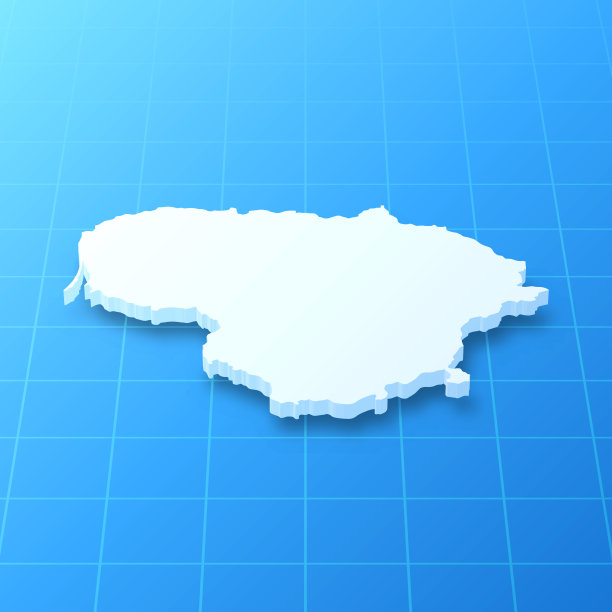 立陶宛3D地图上的蓝色背景图片下载