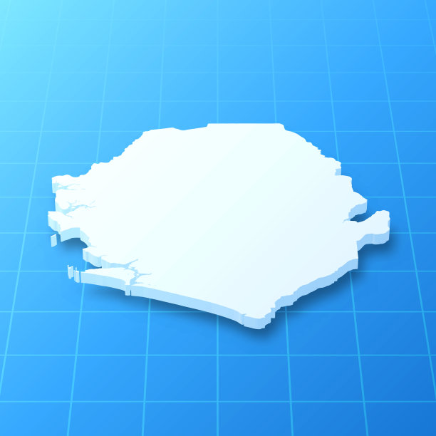 塞拉利昂3D地图上的蓝色背景图片下载