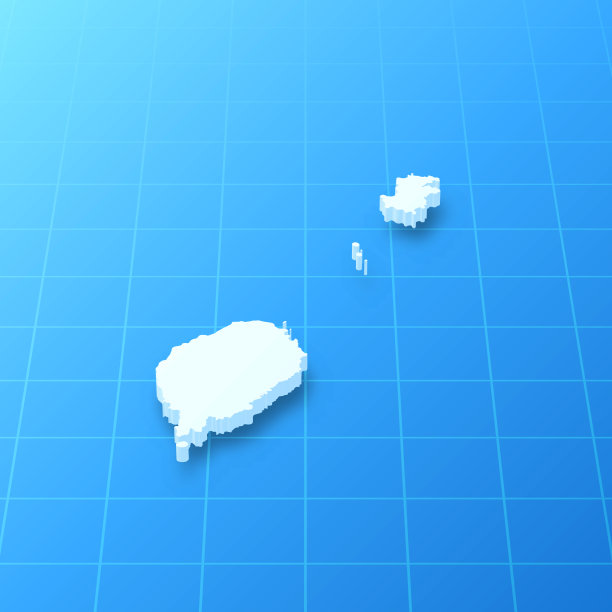 蓝色背景的圣多美和普林西比3D地图图片下载