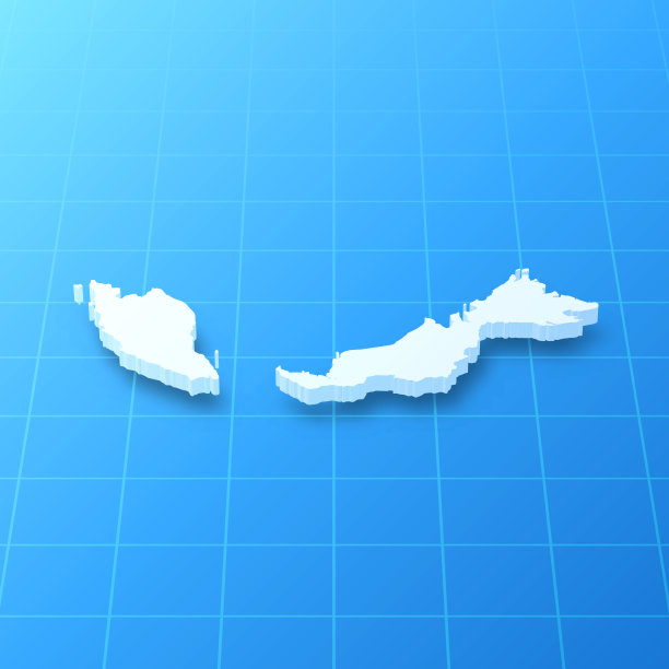 马来西亚3D地图上的蓝色背景图片下载