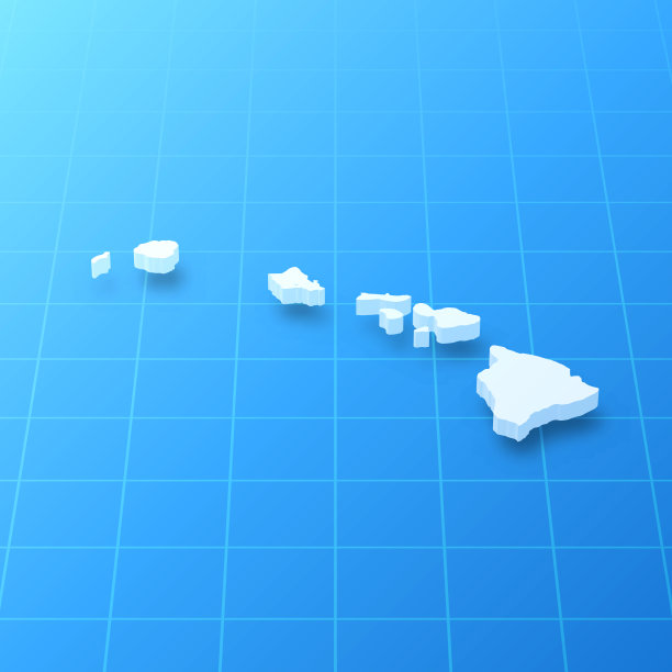 夏威夷3D地图上的蓝色背景图片下载