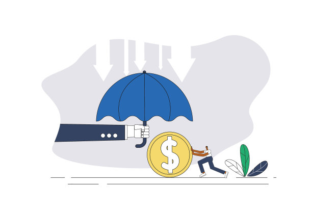 雨伞，人推美元，股市下跌。图片下载