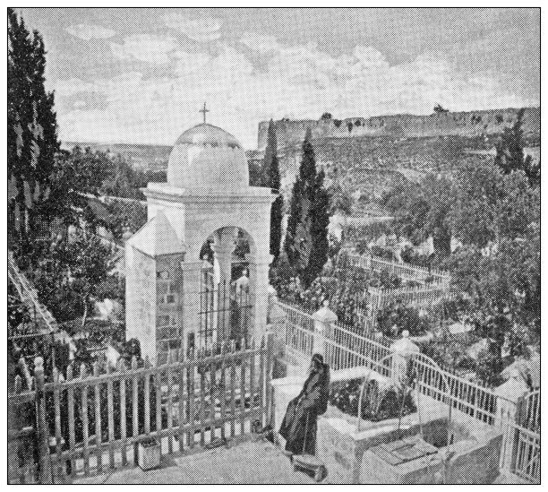 耶路撒冷和周围环境的古董旅行照片:客西马尼园图片下载