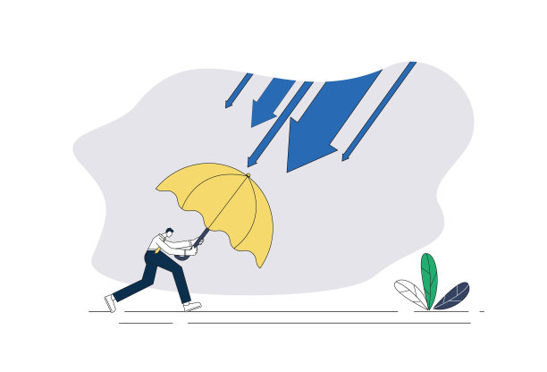 男人，雨伞，股市下跌。图片下载