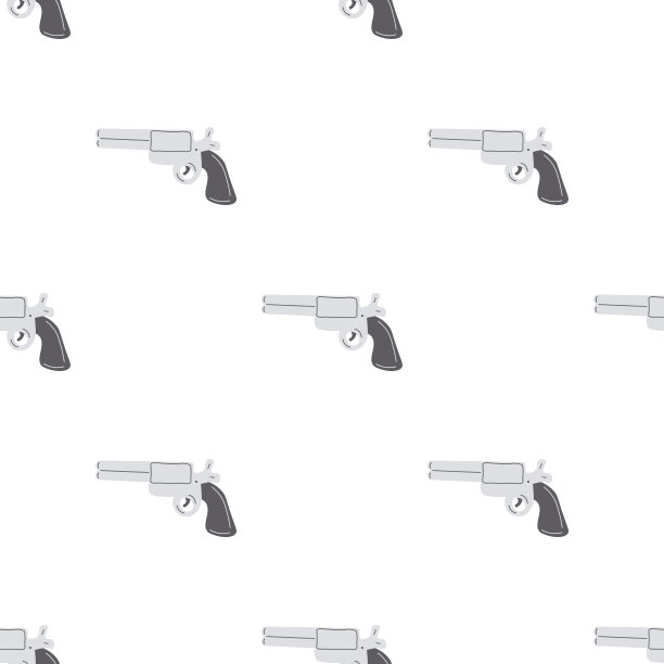 左轮手枪的无缝模式。西部的主题。手绘彩色时尚矢量打印。卡通的孩子的照片。图片下载