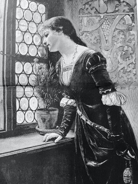 窗外的美女满怀希望地望着外面图片下载