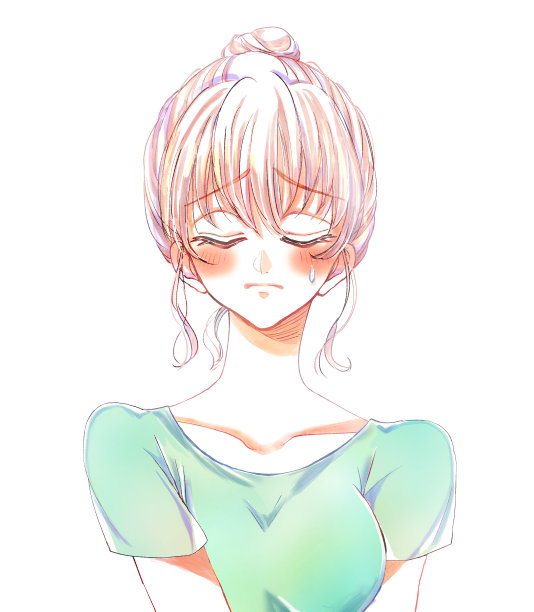 一个汗流浃背、陷入困境的短袖女人图片下载