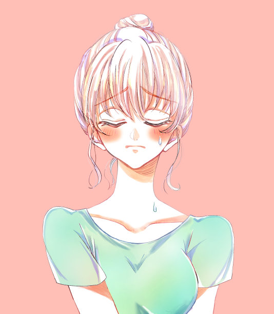 一个汗流浃背、陷入困境的短袖女人图片下载