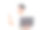 一名亚洲男子兴高采烈地拿着笔记本电脑，指着空白的白色背景图片下载