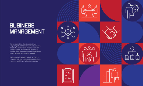 与线图标相关的业务管理设计。简单的轮廓符号图标。图片下载