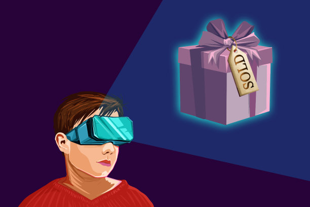男孩梦想着他的圣诞礼物，戴着虚拟现实头盔图片下载
